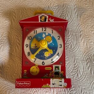 Fisher-Price Vintage Red and Yellow Learning Clock